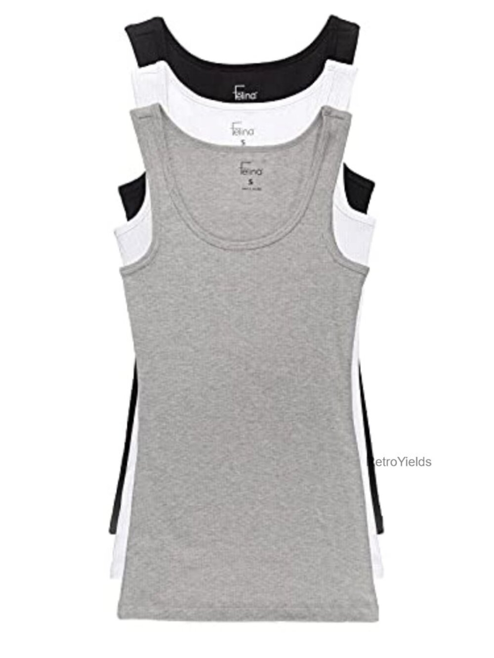 Women's Ribbed Cotton Tank Top Scoop Neck Sleeveless 3-Pack Stretch Classic Fit